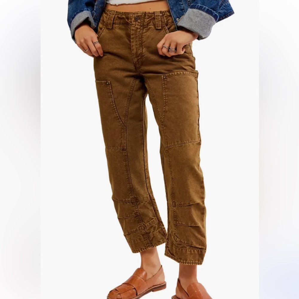 Free People Patchwork Cargo Jeans in Brown